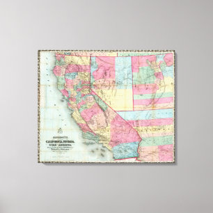 Toile Carte de la Californie, Nevada