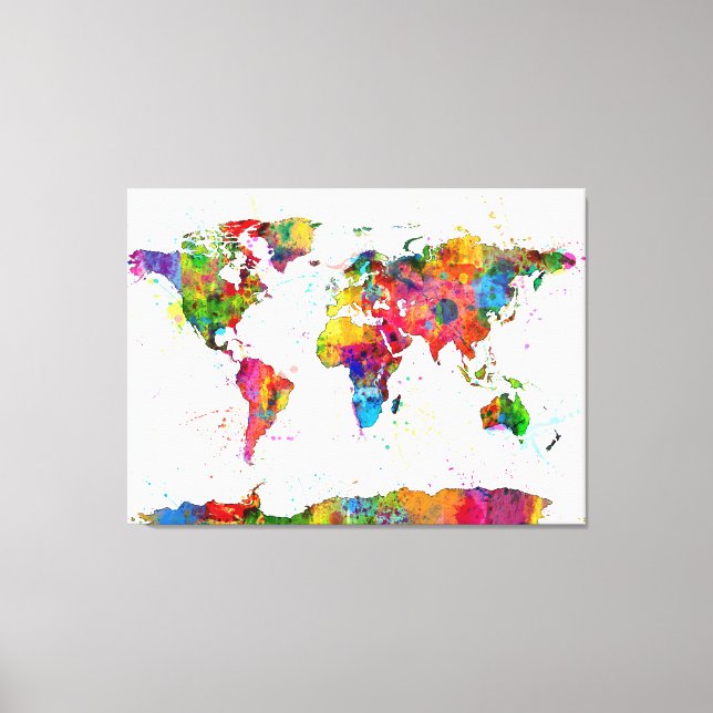 Toile Carte de la carte du monde aquarelle (Recto)