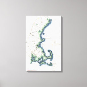 Toile Carte de la côte vintage de la Nouvelle-Angleterre