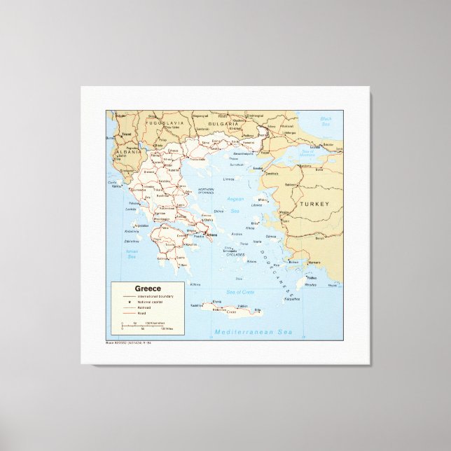 Toile Carte de la Grèce (1984) (Recto)
