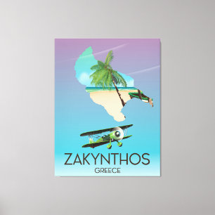 Toile Carte de la Grèce Zakynthos poster voyage