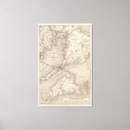 Toile Carte de la ligne vintage de Cape Cod Old Colony (