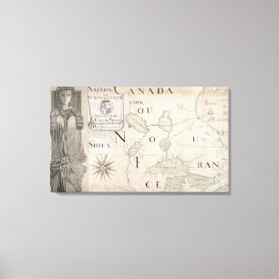 Toile Carte de la Nouvelle-France 1699