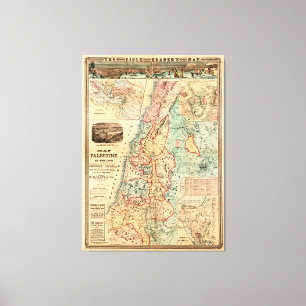 Toile Carte de la Palestine et de toutes les terres de