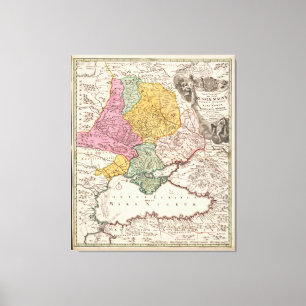 Toile Carte de la région de la mer Noire (1720) Turquie 