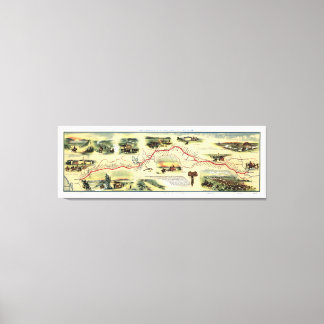 Toile Carte de la route de l'Express poney 1860