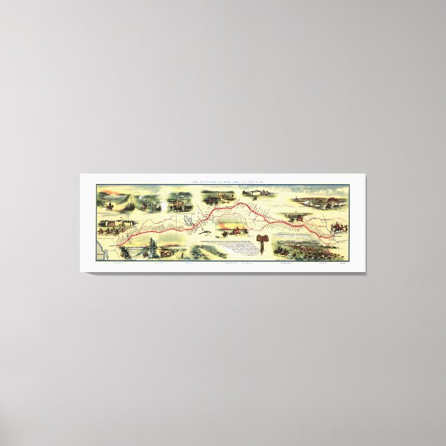 Toile Carte de la route de l'Express poney 1860 (Recto)