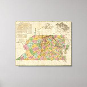 Toile Carte de la Virginie et du Maryland