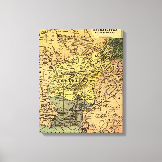 Toile Carte de l'Afghanistan et des pays voisins (Recto)