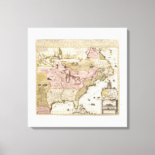 Toile Carte de l'Amérique en français médiéval Québec/No