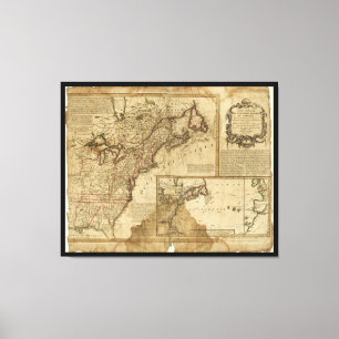 Toile Carte de l'Amérique tôt (1780)