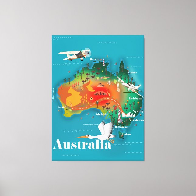 Toile Carte de l'Australie poster Voyage (Recto)