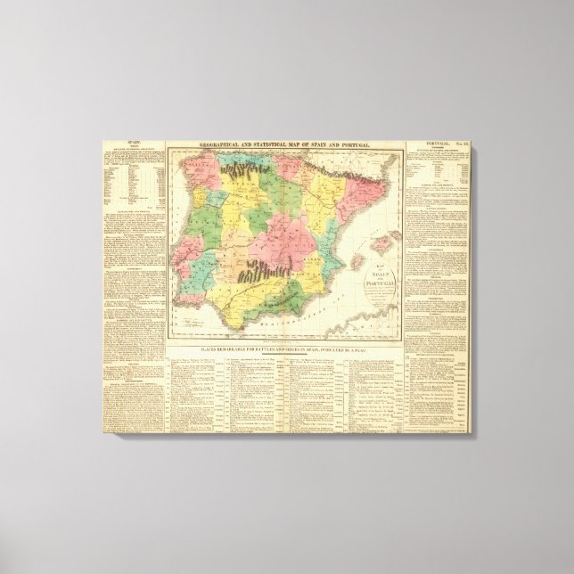 Toile Carte de l'Espagne et du Portugal (Recto)