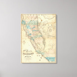 Toile Carte de l'état de la Californie