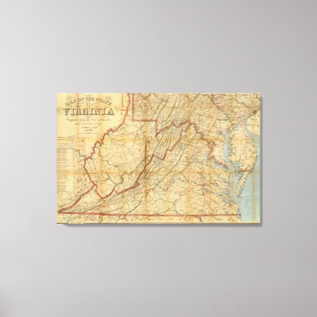 Toile Carte de l'état de Virginie (Recto)