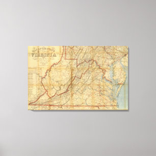 Toile Carte de l'état de Virginie