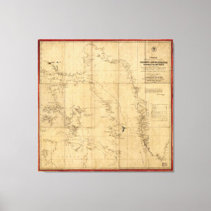 Toile Carte de l'expédition dans l'Arctique américain (1
