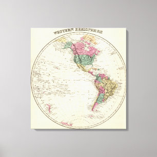 Toile Carte de l'hémisphère occidental