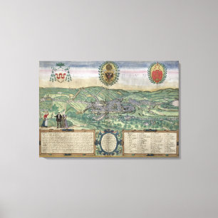 Toile Carte de Liège, de "Civitates Orbis Terrarum" par