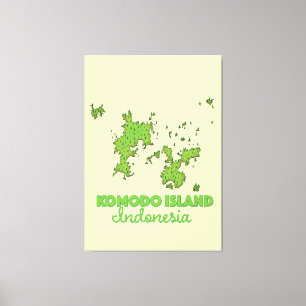 Toile Carte de l'île de Komodo en Indonésie