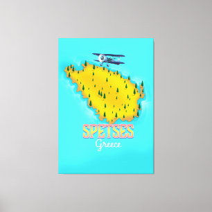 Toile Carte de l'île grecque Spetes poster de voyage
