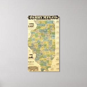 Toile Carte de l'Illinois 2