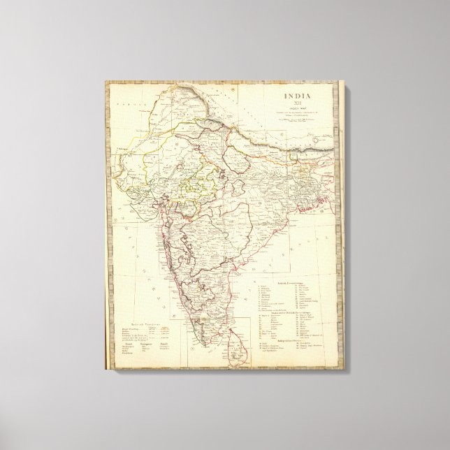 Toile Carte de l'index India XII (Recto)