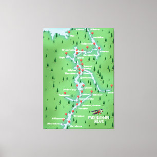 Toile Carte de l'Irlande de la rivière Shannon