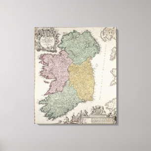 Toile Carte de l'Irlande montrant les provinces d'Ulster