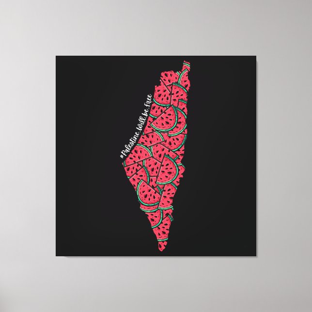 Toile Carte de Palestine remplie de pastèques | Palestin (Recto)