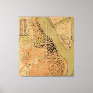 Toile Carte de Phnom Penh, Cambodge (circa 1920)