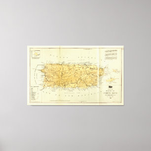 Toile Carte de Porto Rico (Porto RIco) vers 1898