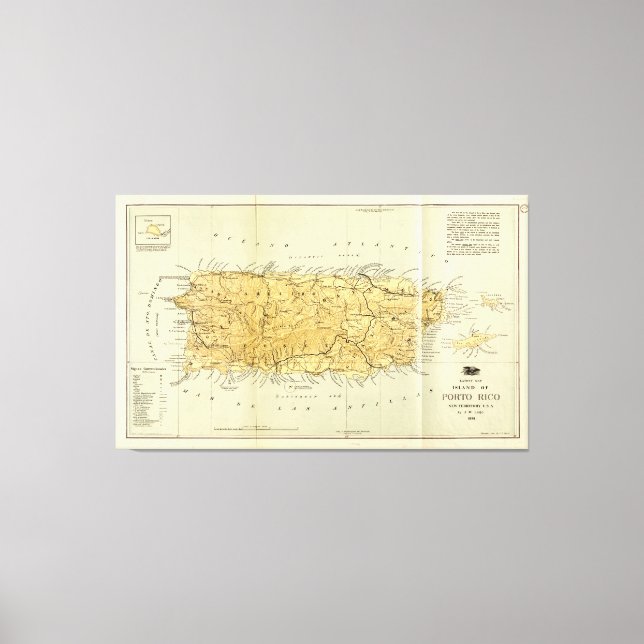 Toile Carte de Porto Rico (Porto RIco) vers 1898 (Recto)