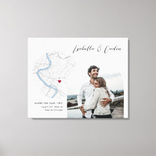 Toile Carte de Rome Mariage Fiançailles cadeau photo