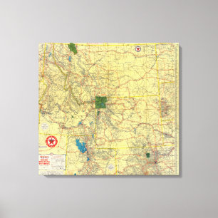 Toile Carte de route Idaho, Mont, carte de Wyo