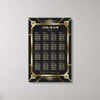 Carte de siège de luxe Black and Gold Great Gatsby