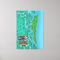 Carte de voyage de l'île Amelia en Floride.