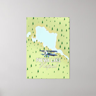Toile Carte de voyage du lac Phewa au Népal