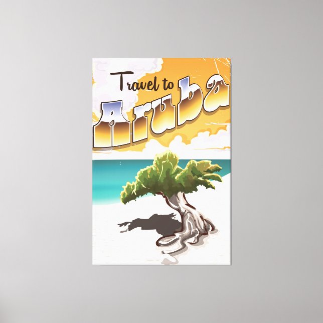 Toile Carte de voyage Vintage Aruba (Recto)
