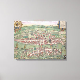Toile Carte de Zurich, de "Civitates Orbis Terrarum" par