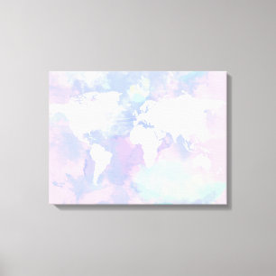 Toile Carte d'eau Worldmap Pink Lilac