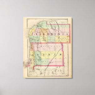 Toile Carte des comtés de Charlevoix et d'Antrim,