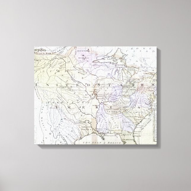 Toile CARTE DES ÉTATS-UNIS, c1812 (Recto)