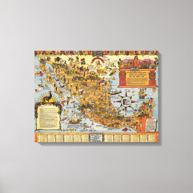 Toile Carte des États-Unis du Mexique (Recto)