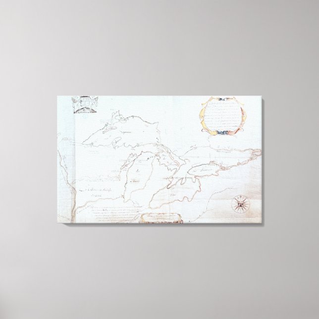 Toile Carte des Grands Lacs (Recto)