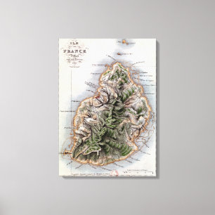 Toile Carte des Îles Maurice, illustration 'Paul et