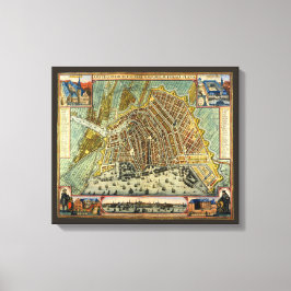Toile Carte des rues antiques d'Amsterdam, Pays-Bas