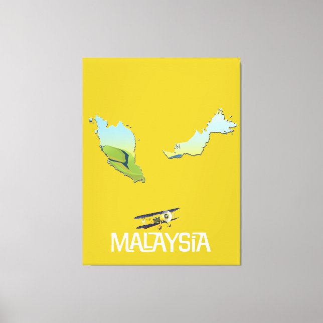 Toile Carte des voyages en Malaisie (Recto)