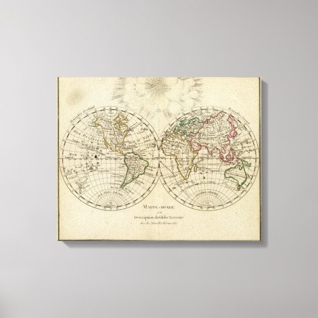 Toile Carte Double hémisphère (Recto)