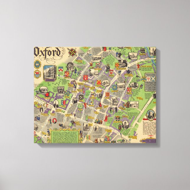 Toile Carte d'Oxford, Angleterre (Chemins de fer britann (Recto)